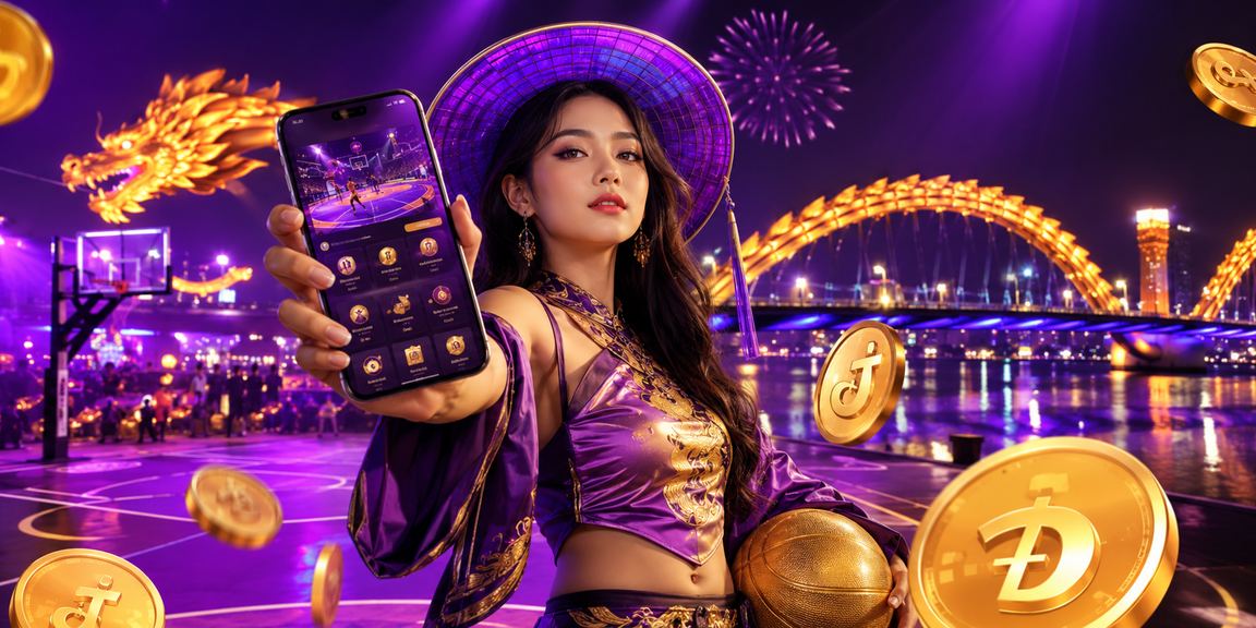 Sân khấu cá cược bóng rổ ban đêm tại Đà Nẵng với ánh đèn neon